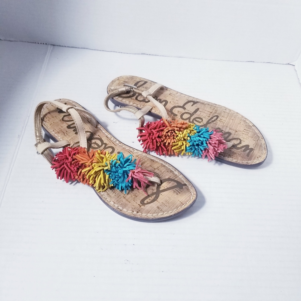 SAM EDELMAN WOMEN'S ANKLE STRAP TASSEL SANDALS SIZE 6